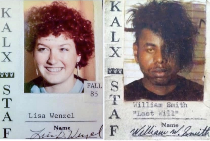 Lisa Wenzel and William Smith KALX staff IDs, 1985. Courtesy of William Smith.