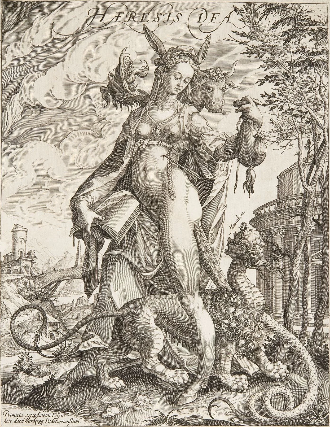 The Medieval engraving known as "Goddess of Heresy" (Heresis Dea), a satirical 16th-century engraving by Anton Eisenhoit (often attributed to late 1580s Germany).