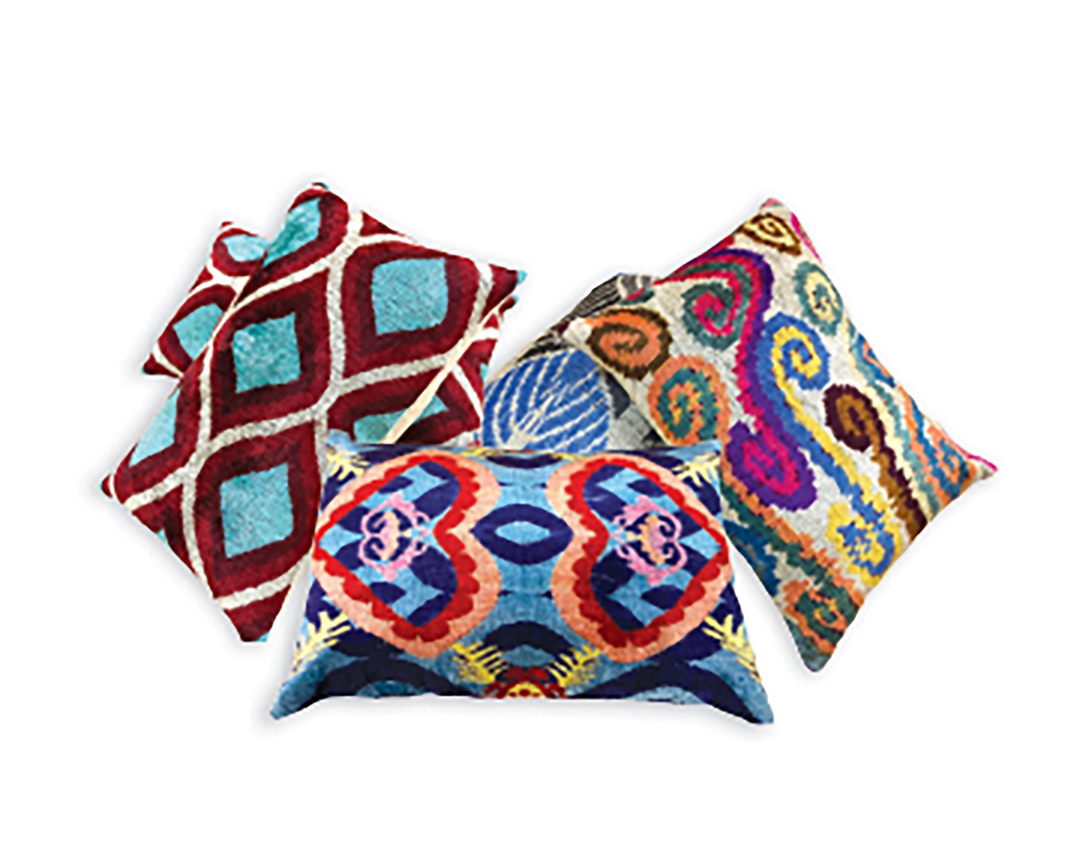  Mix and match with an eclectic array of patterns, colours and sizes. These unique Uzbeki Silk Velvet Pillow Covers are handmade in Turkey and will add a stylish boho vibe to your abode.  www.ledgerandlooms.com  
