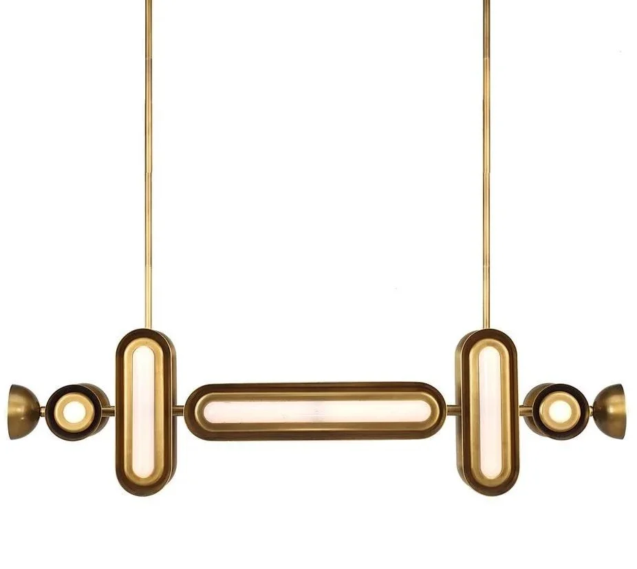  More levitation than lighting, the  Dot Dash Pendant  appears to float, sleek and geometric, in mid-air – a guaranteed conversation starter.  