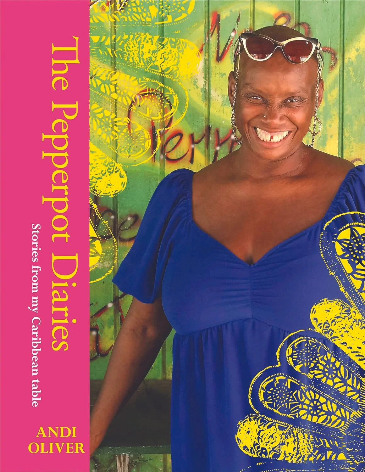 Book cover titled 'The Paddadot Diaries' featuring a smiling woman with dark skin, short hair, sunglasses on her head, wearing a blue dress, standing in front of a colorful graffiti background.