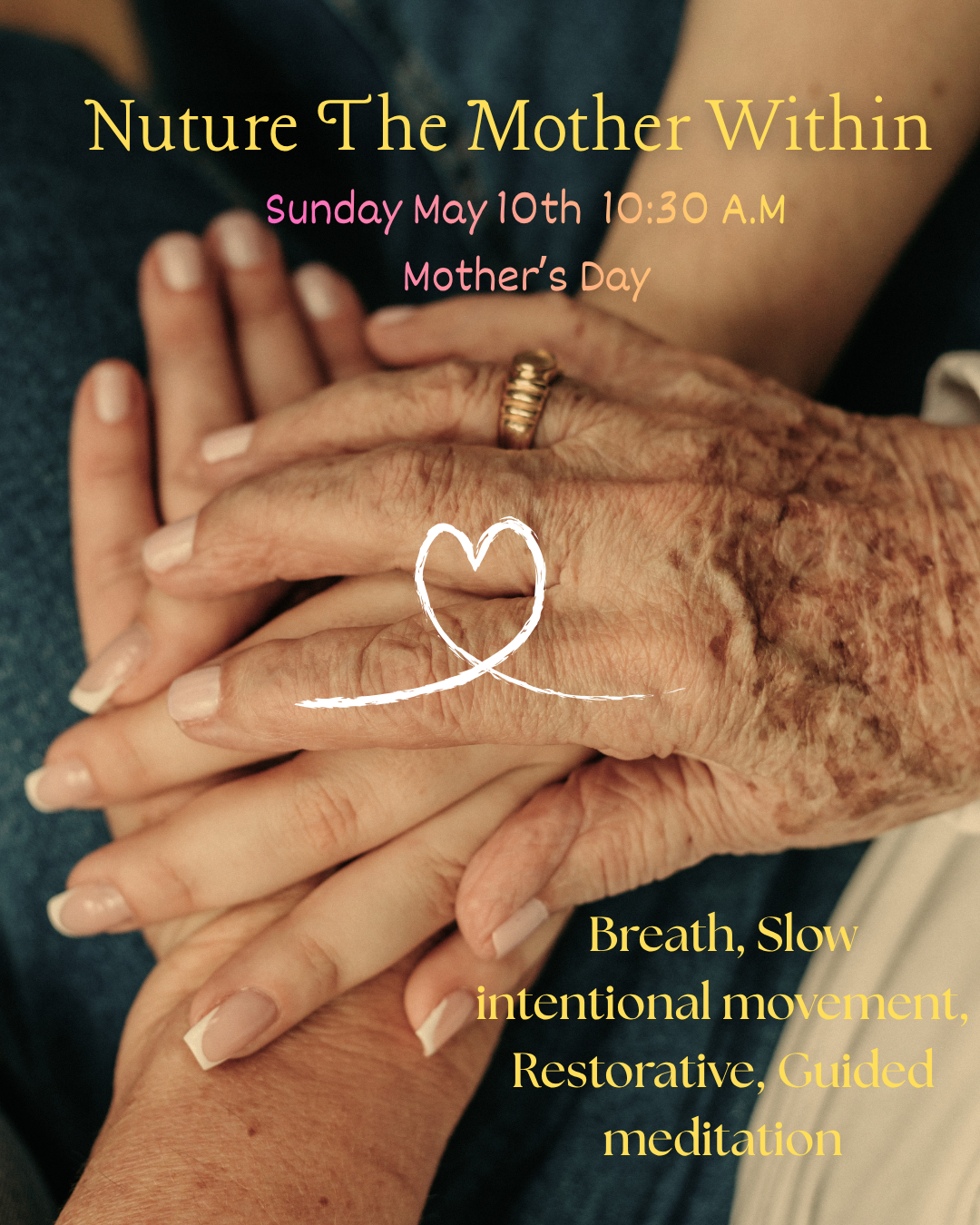 a photo of a stack of three people's hands held lovingly