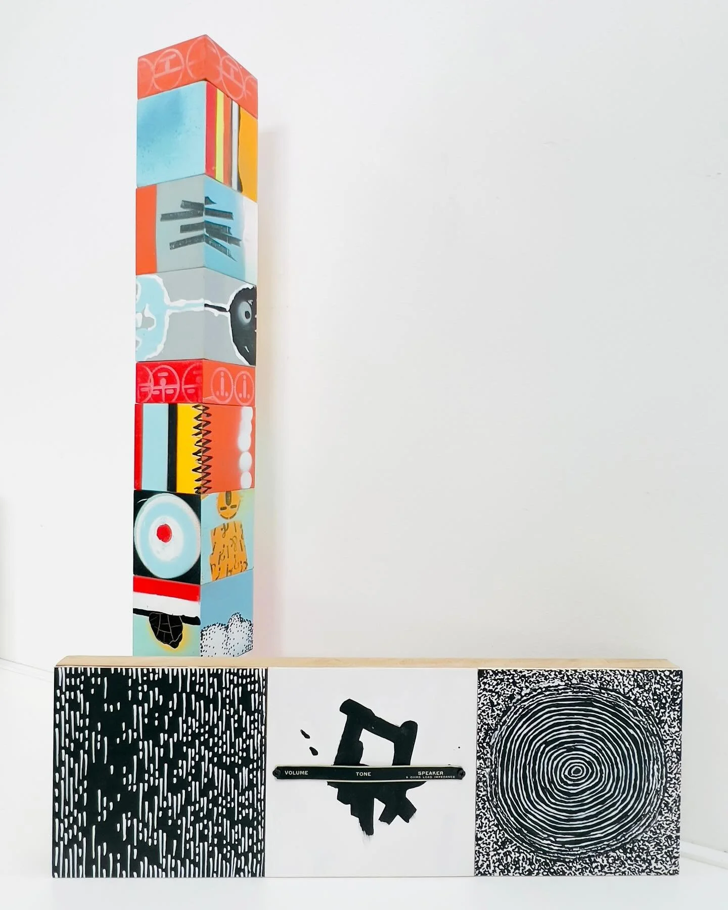 Horizontal? Vertical? We got ya covered. 

&ldquo;Volume Tone Speaker&rdquo;
$210

&ldquo;Whimsy Tower&rdquo;
$350

both by Jeff Klarin