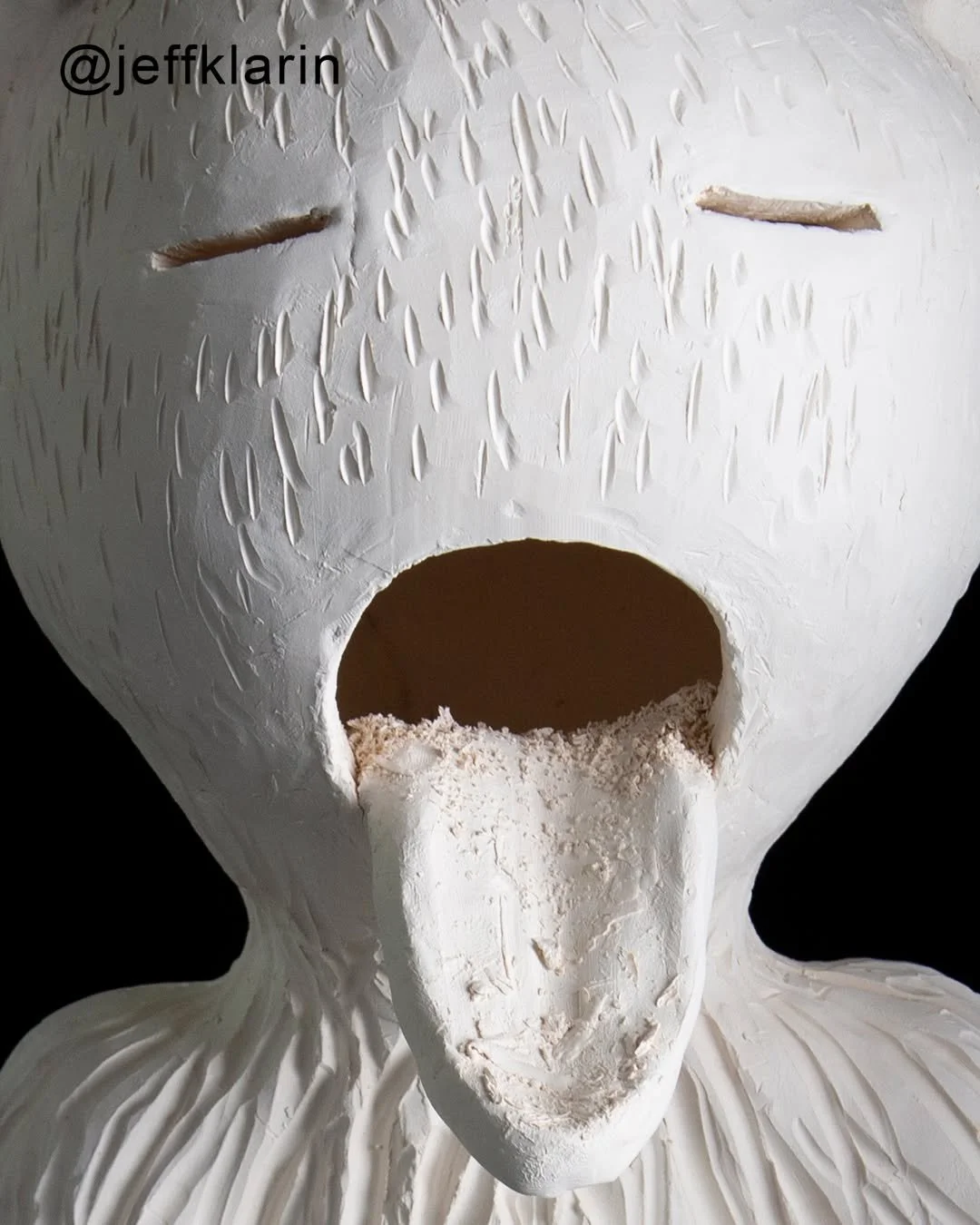 &ldquo; Stick Your Tongue Out &ldquo; - II 20&rdquo; X 8&rdquo; X 8&rdquo; II ceramic. Bisqued and waiting to be fired.