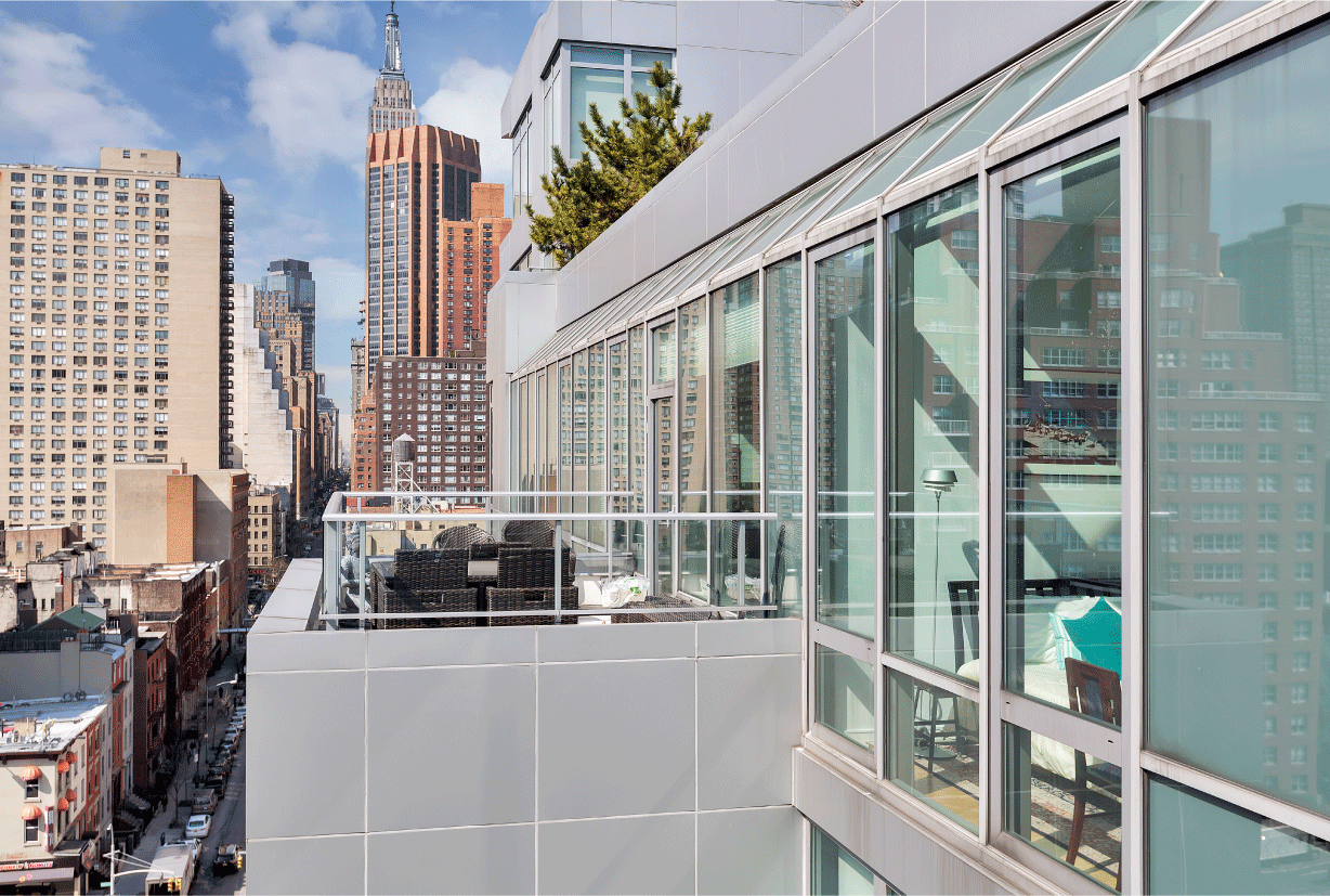 Select residences enjoy East River views through corner floor-to-ceiling windows, while others capture the tops of the Empire State Building and Chrysler Building.