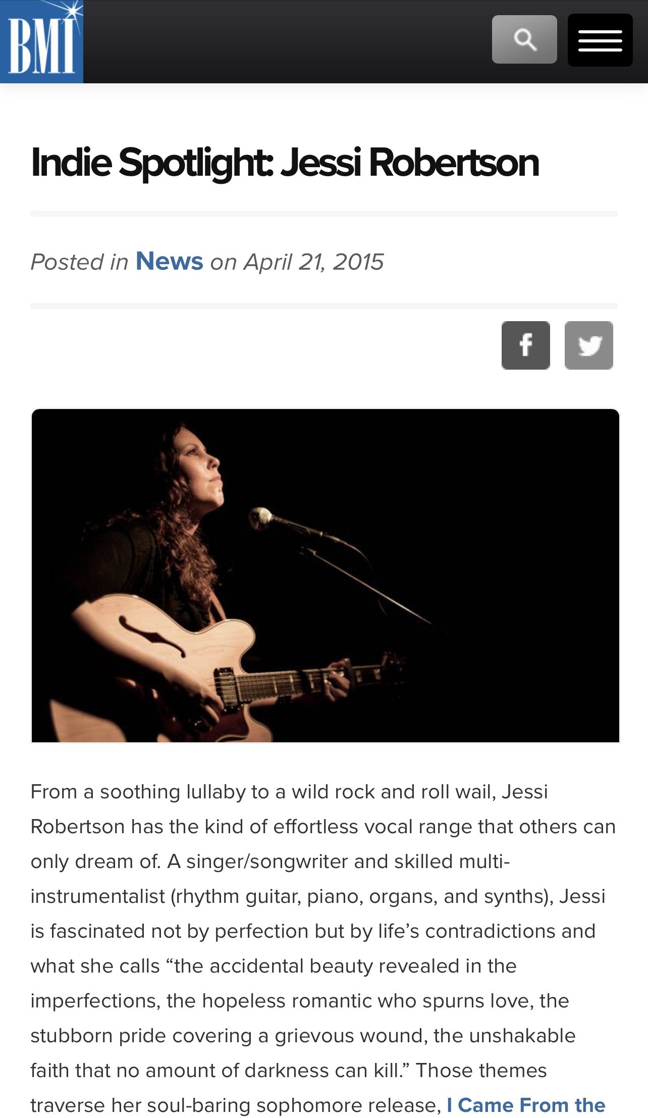 BMI Indie Spotlight: Jessi Robertson