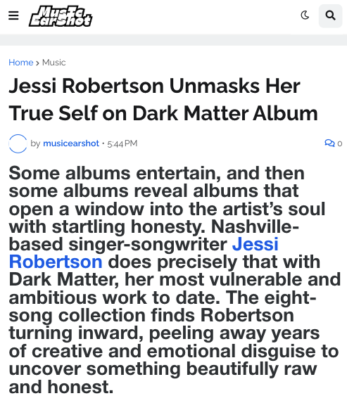 Music Earshot: Jessi Robertson Unmasks Her True Self on Dark Matter 