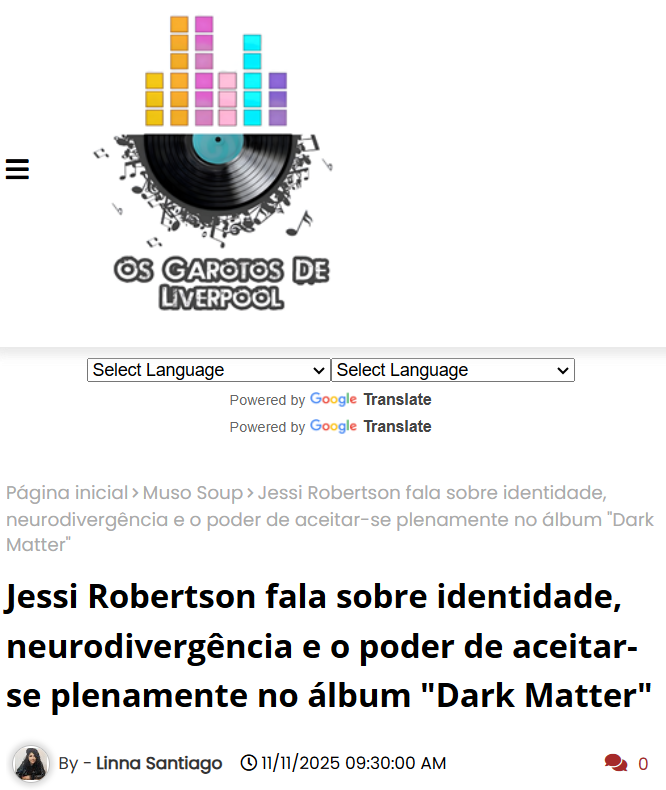 Os Garotos de Liverpool: Jessi Robertson fala sobre identidade, neurodivergência e o poder de aceitar-se plenamente no álbum "Dark Matter"