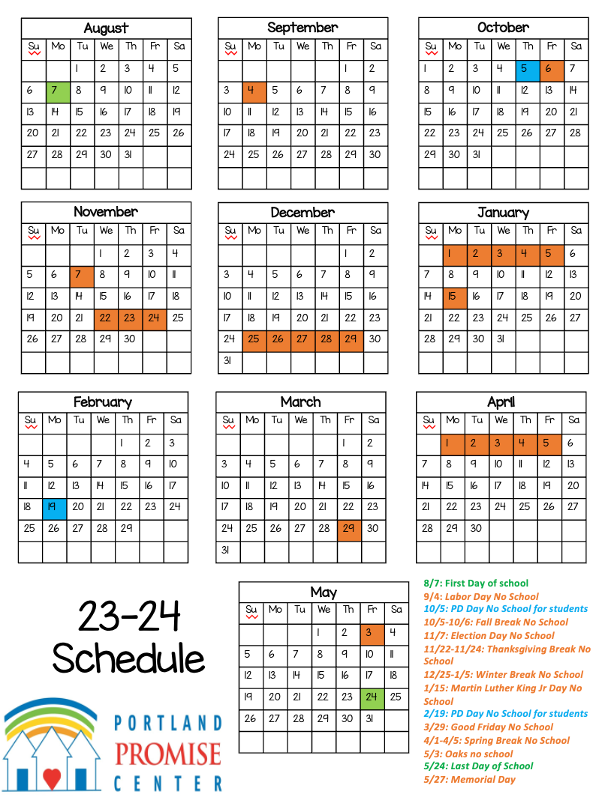 Early Education Calendar — Portland Promise Center