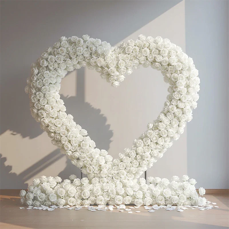 White Rose Flower Heart - $185