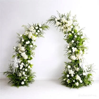 White Rose & Greenery Horned Arch - $185