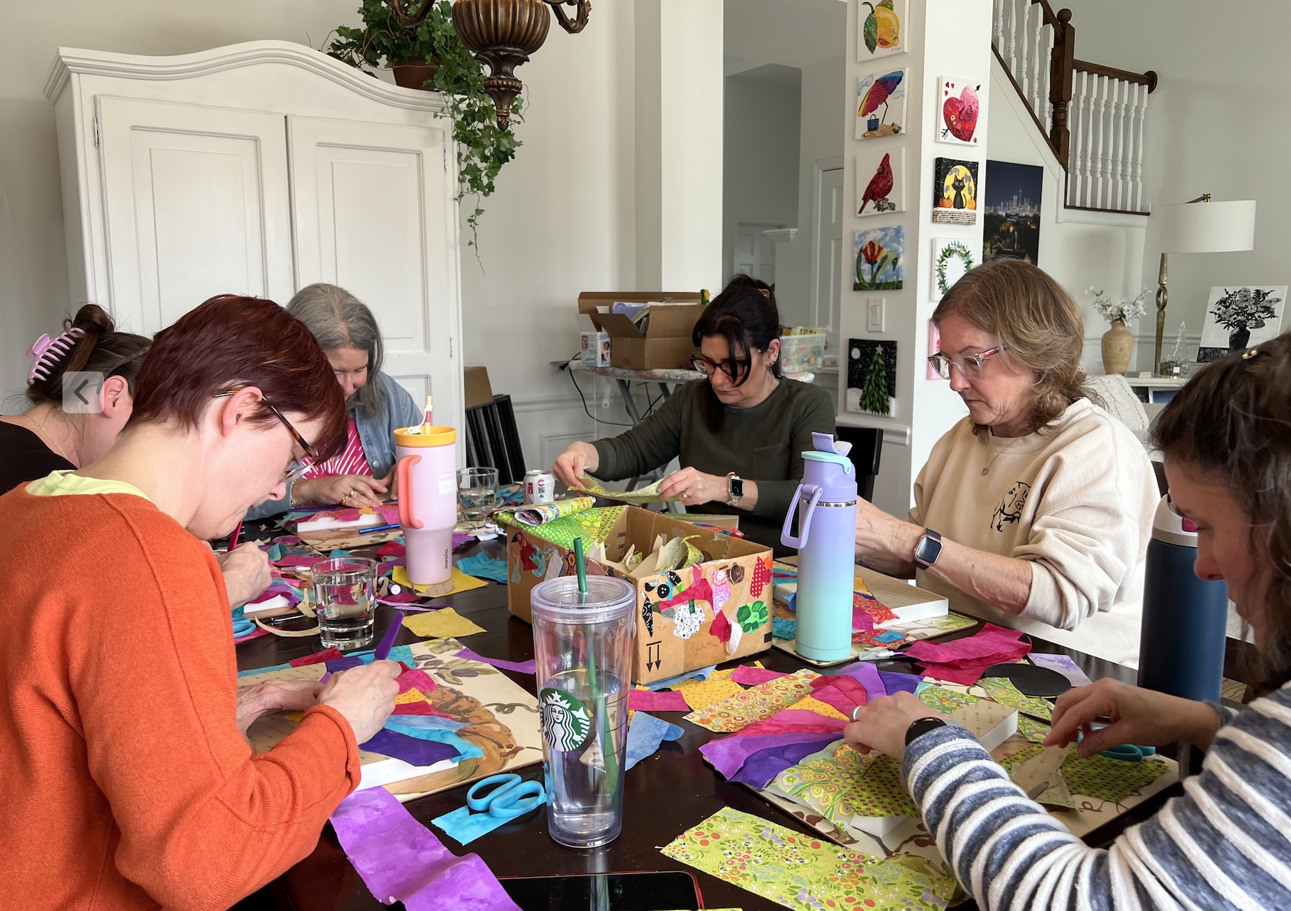 During: Kinusaiga class participants concentrate as they learn a new art form.