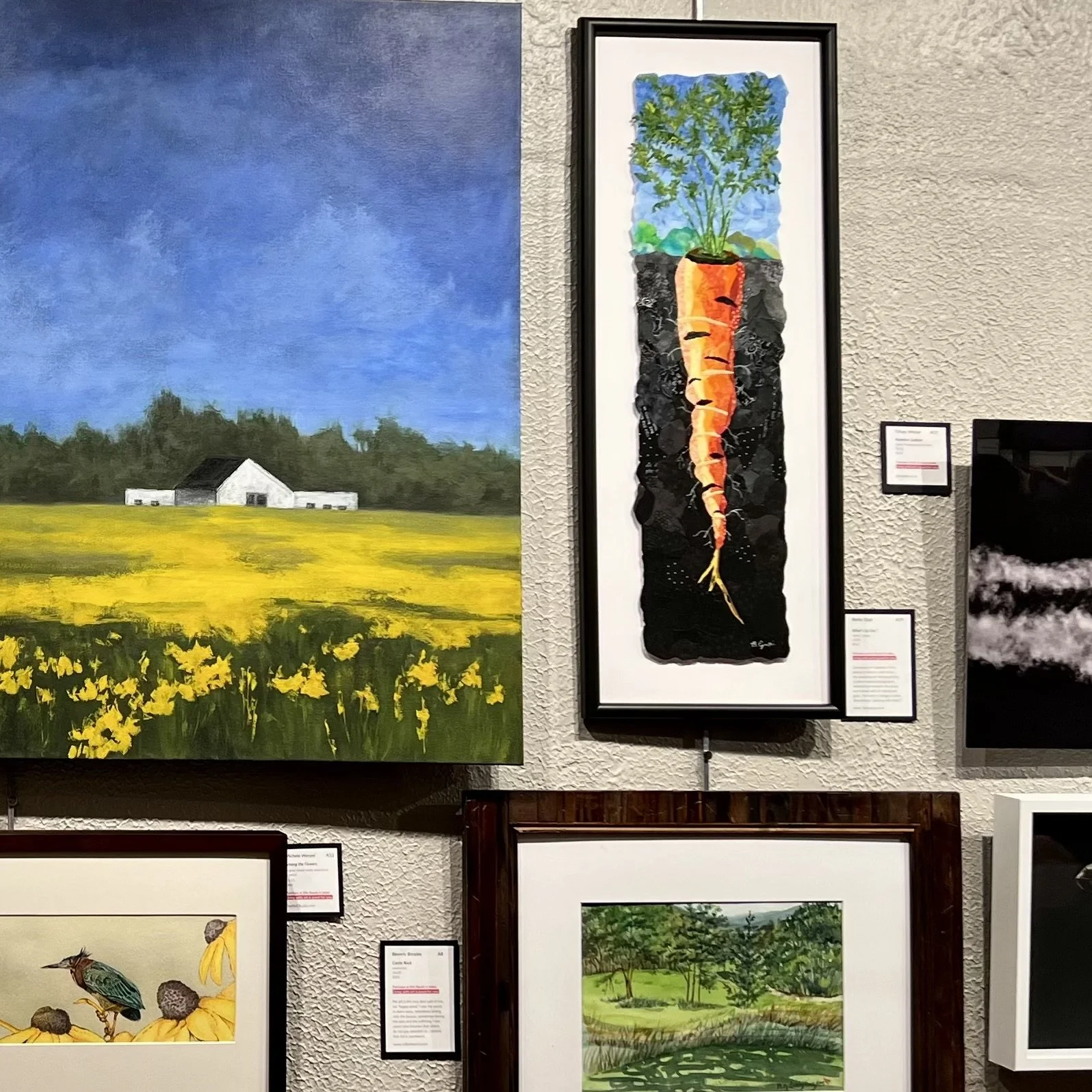 Beautiful landscapes ... and my fabric collage carrot. 