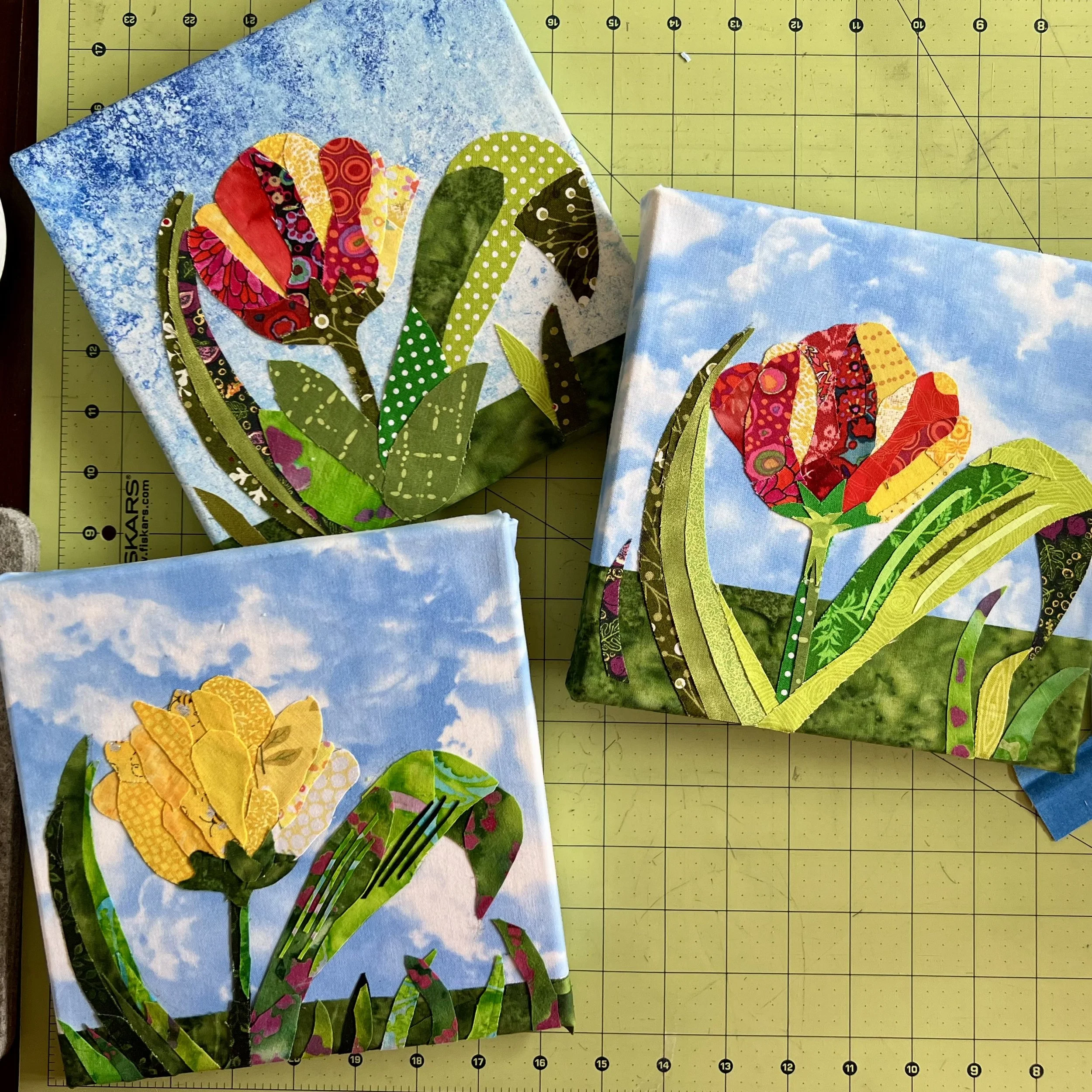 Springtime tulips created by collage students.