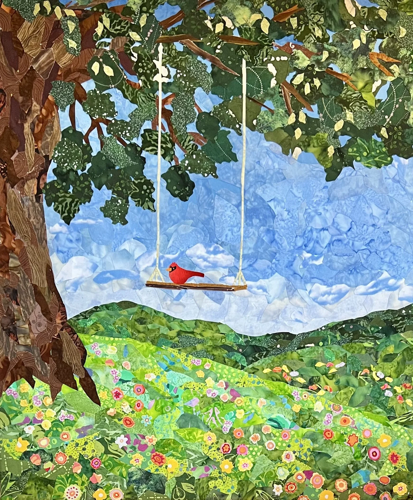 "The Enchanted Valley" replete with an abundance of blooms and a summertime visit from a cardinal. 