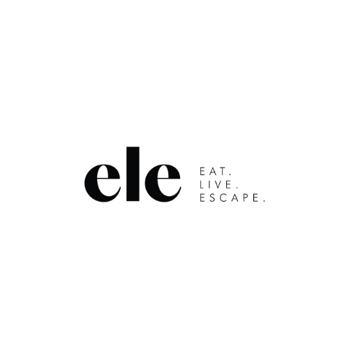 Logo of Ele magazine, with the words Eat, Live, Escape.
