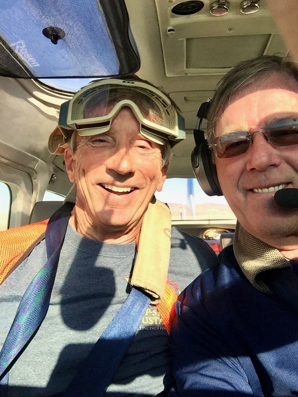   Rick Fordem and Denny Breslin practicing the “Message Box Drop” at Borrego Air Park  