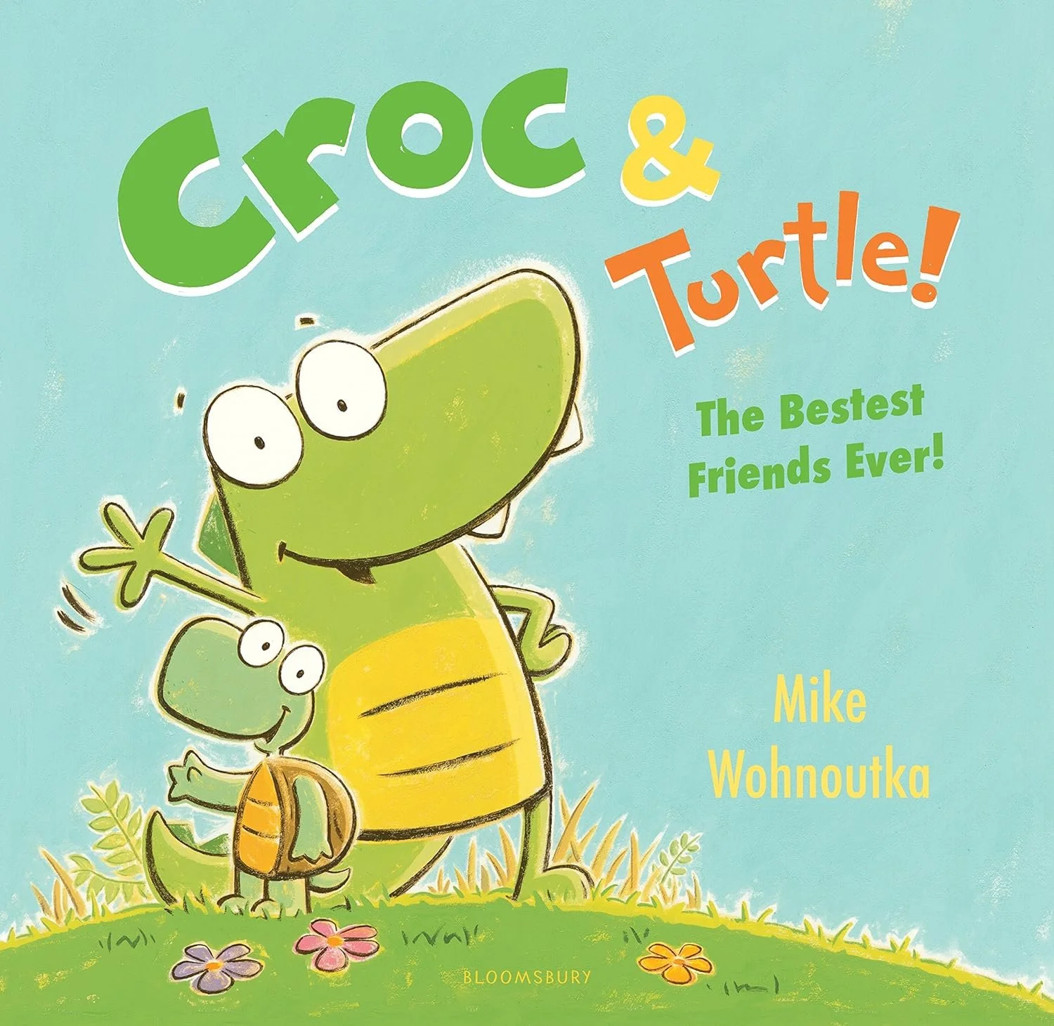 Ilustración de un cocodrilo y una tortuga con el texto 'Croc & Turtle! The Best Friends Ever!'.