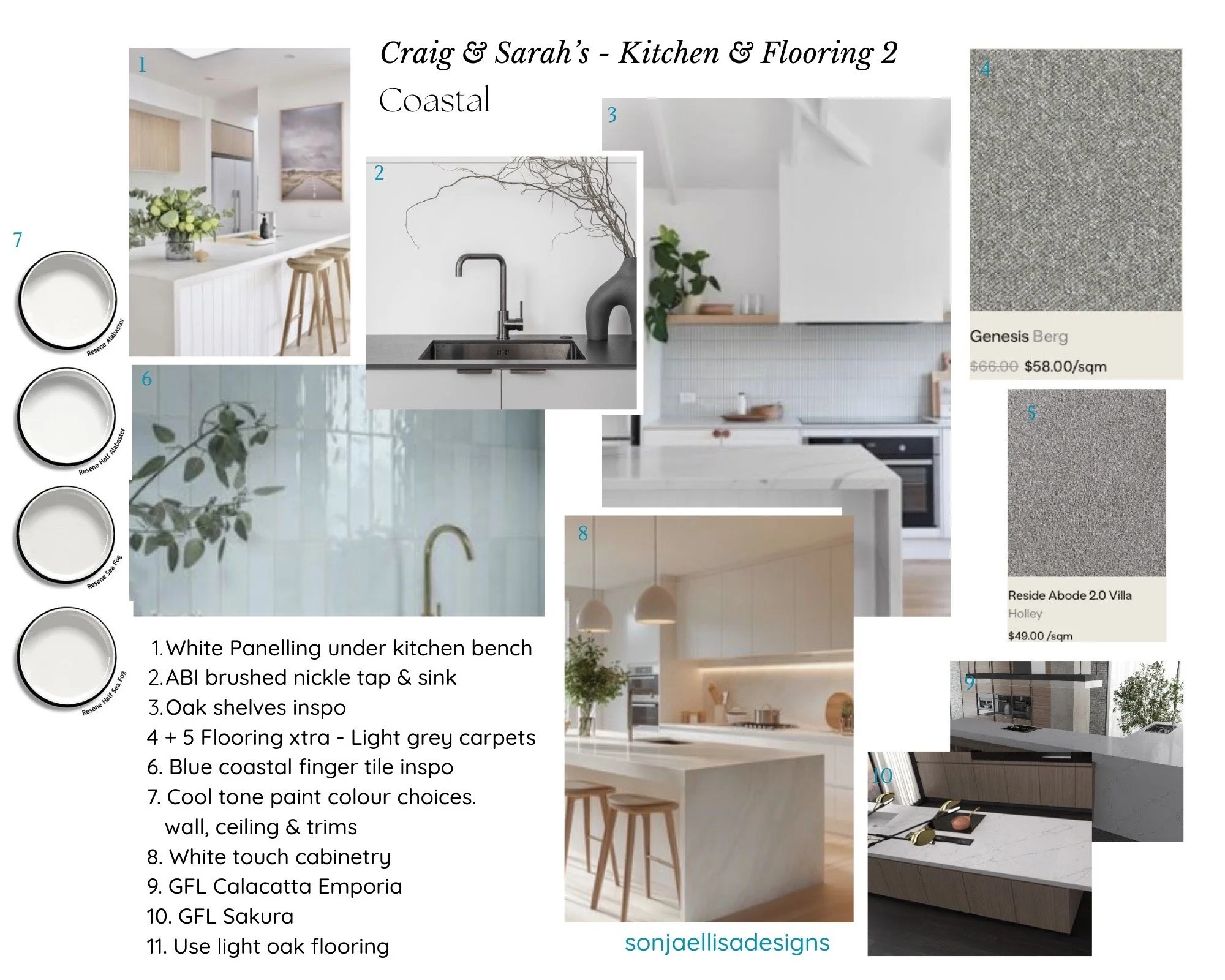 Virtual Kitchen, flooring & Interior Paint Colour Consultation done for a bach