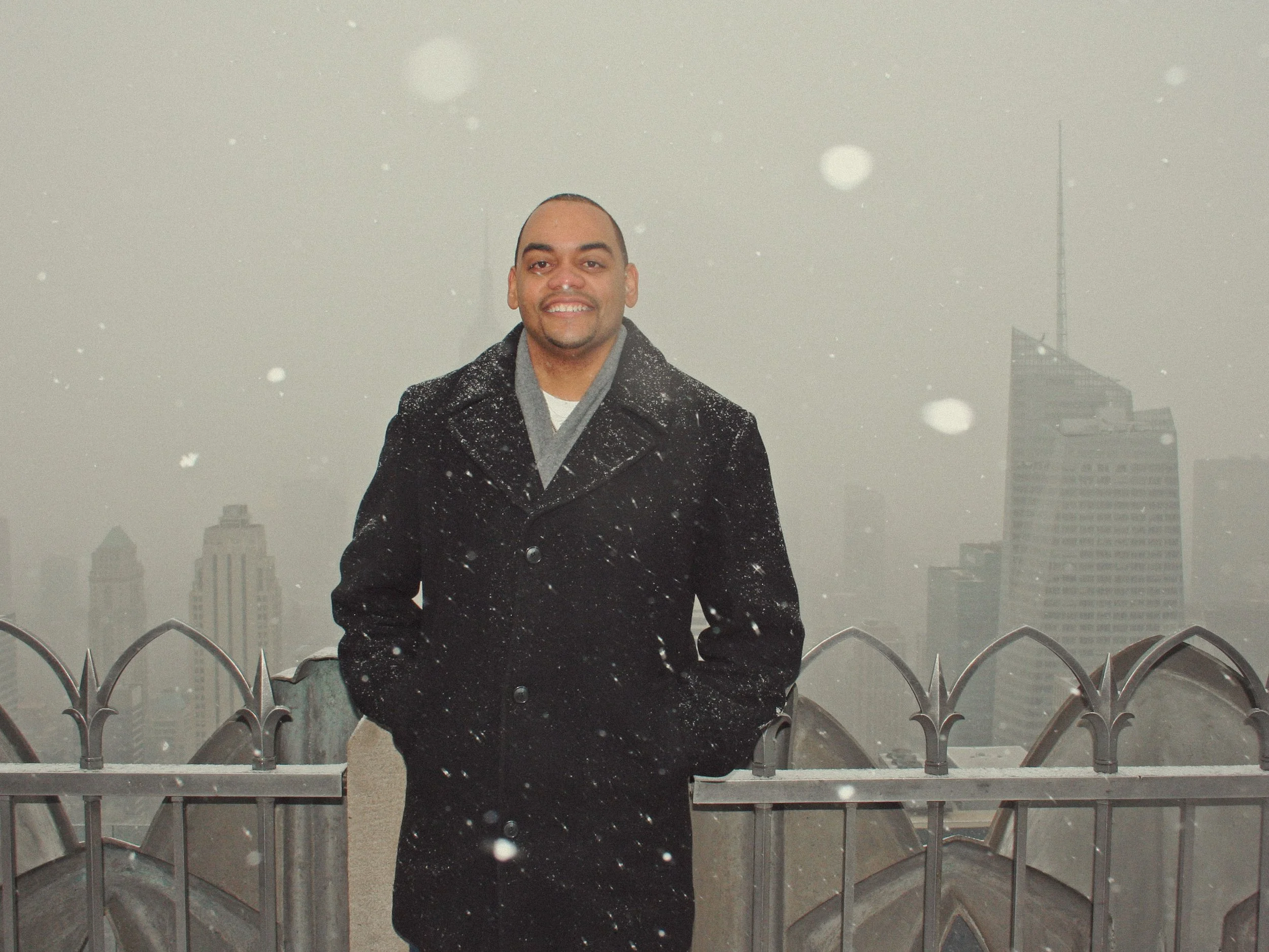A snowy day at Rockefeller Plaza