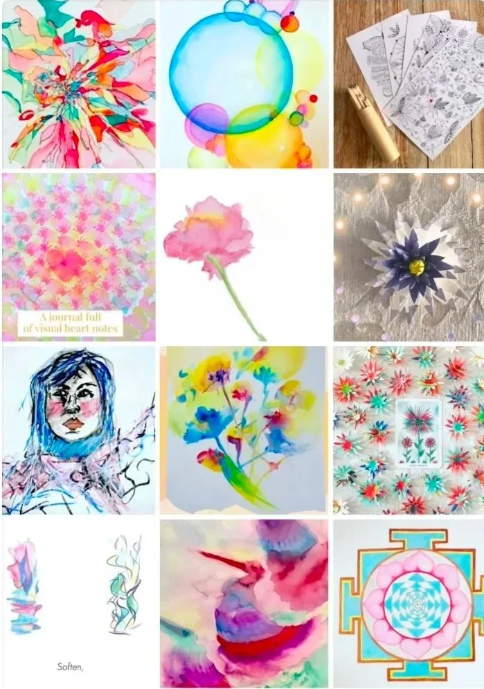 Intuitive Art as Medicine lesson artworks.