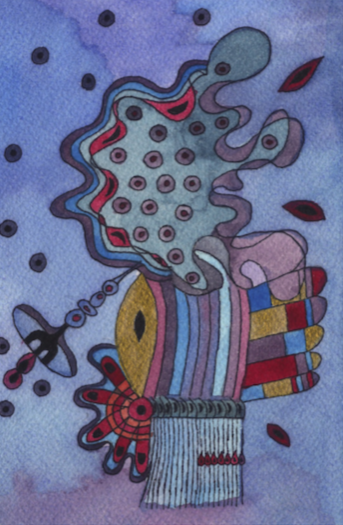 Watercolour print of intuitive painting.