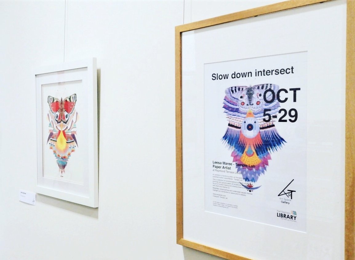 Two watercolour paintings featured in Leesa Maree's solo exhibition, Slow Down Intersect at Raymond Terrace Library Gallery.