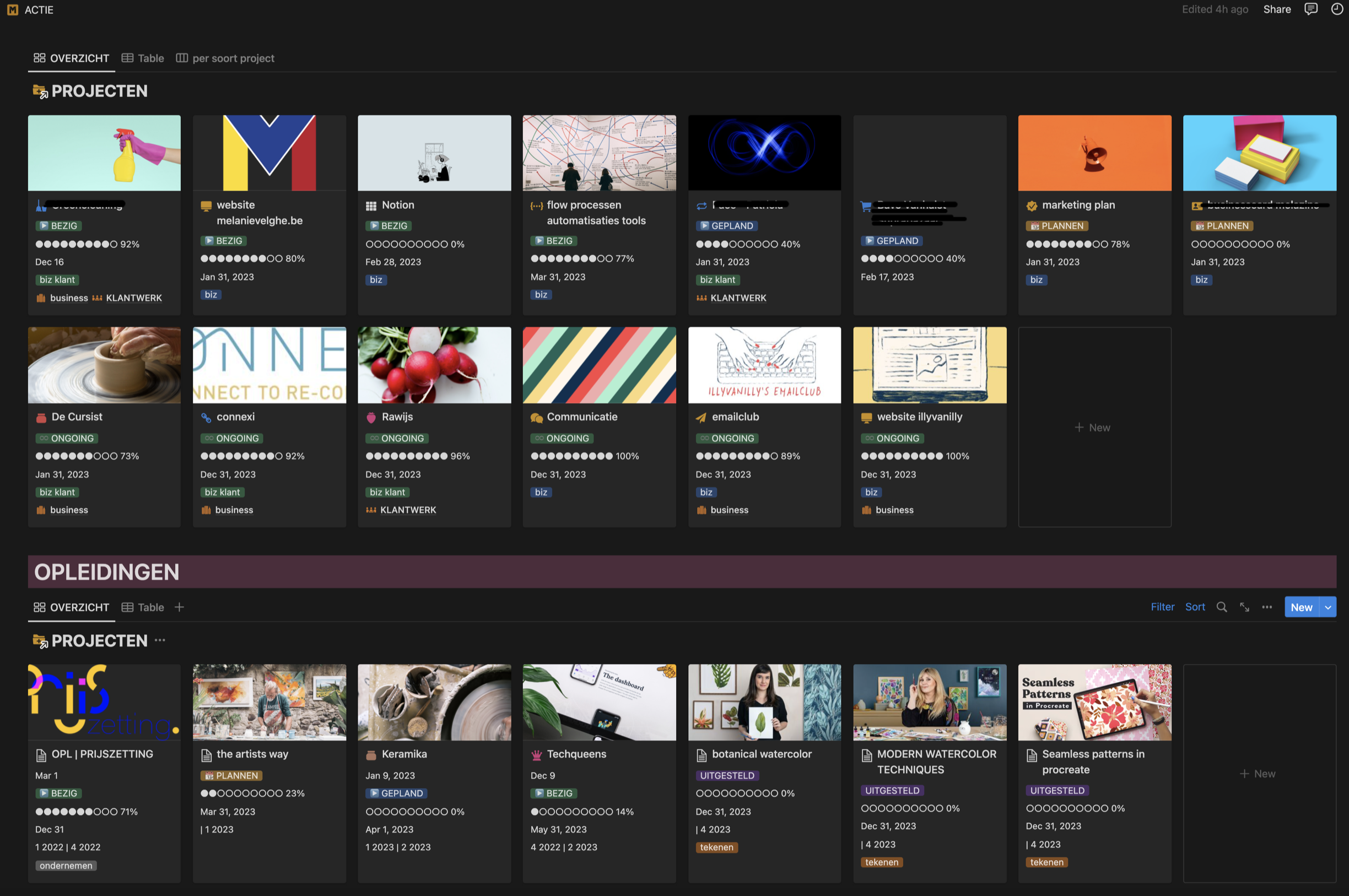 screenshot van de Notion workspace van Mélanie Velghe