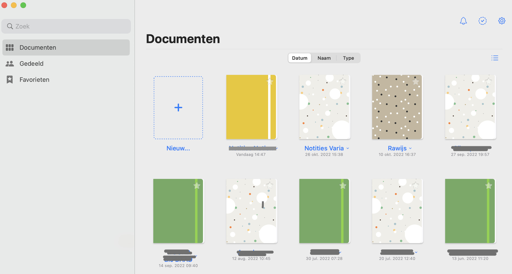 screenshot van notitieboeken in de app goodnotes