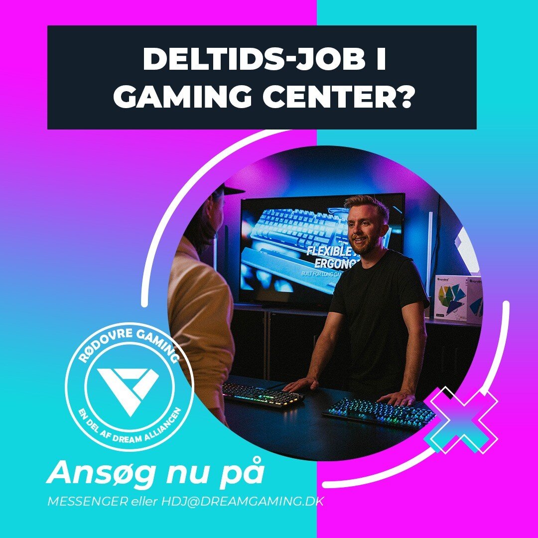 Vi s&oslash;ger ansatte til vores fede 𝗚𝗮𝗺𝗶𝗻𝗴 𝗖𝗲𝗻𝘁𝗲𝗿.😁👏

Er du over 18 &aring;r, og har en passion for Gaming? S&aring; er det dig vi mangler til vores Dream Gaming Center?

𝗩𝗶 𝘁𝗶𝗹𝗯𝘆𝗱𝗲𝗿:
👍 Faste ugentlige vagter
👍 Muligheder