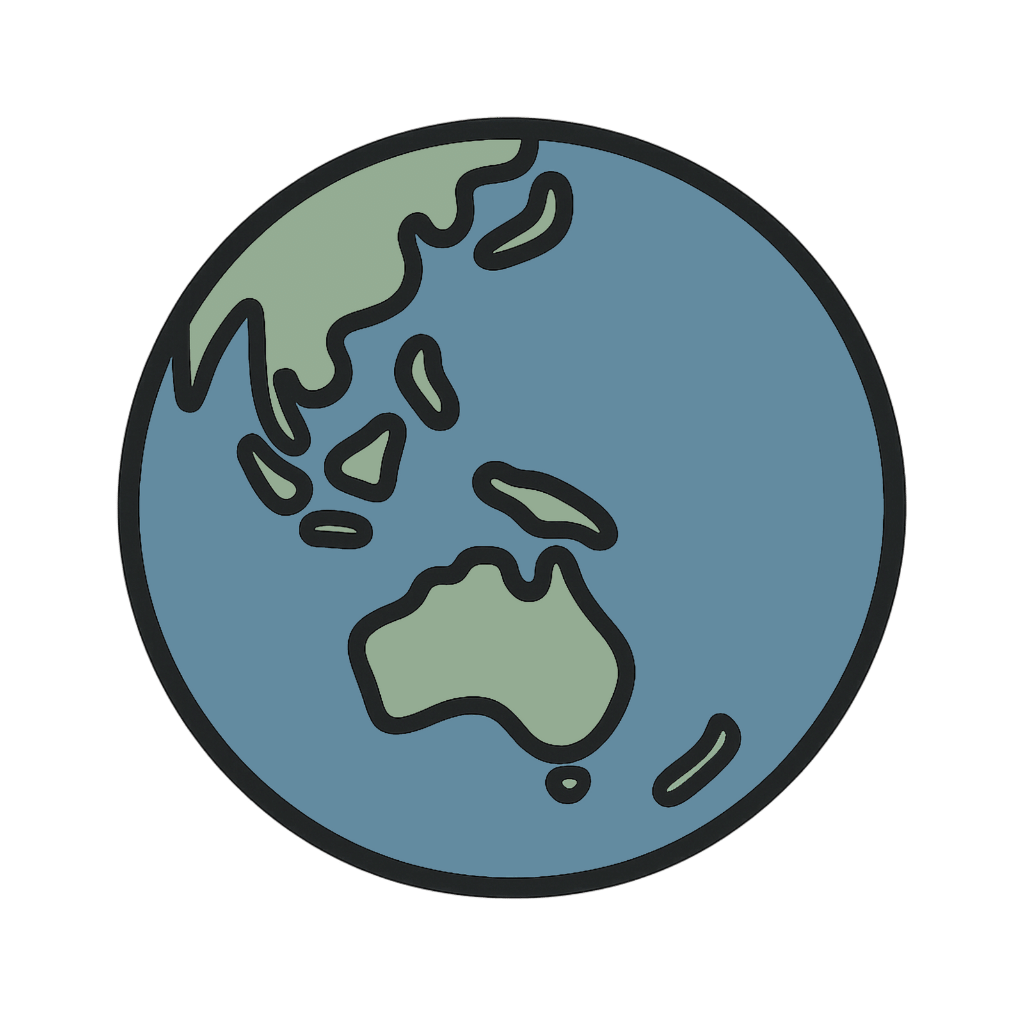 illustration of a globe of the world, with australia in focus