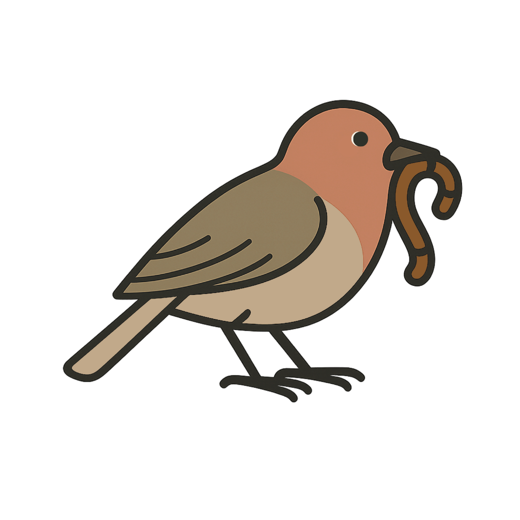 illustration of a bird eating a worm