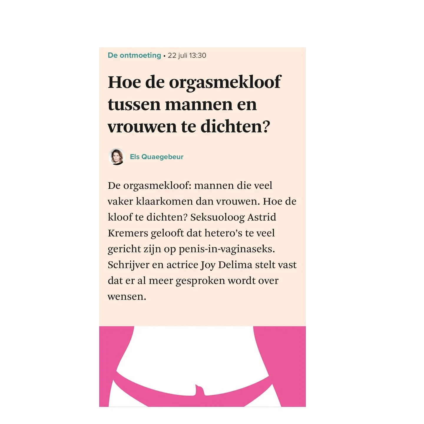 🎯🎯&rdquo;Al twintig jaar geleden zei Ellen Laan in een interview over gelijkwaardigheid bij seksueel plezier: &lsquo;Als bij een vrouw de genitali&euml;n niet in stelling zijn gebracht, is een orgasme een totale toevalstreffer.&rdquo; 

🗞️🫶🏾 @as