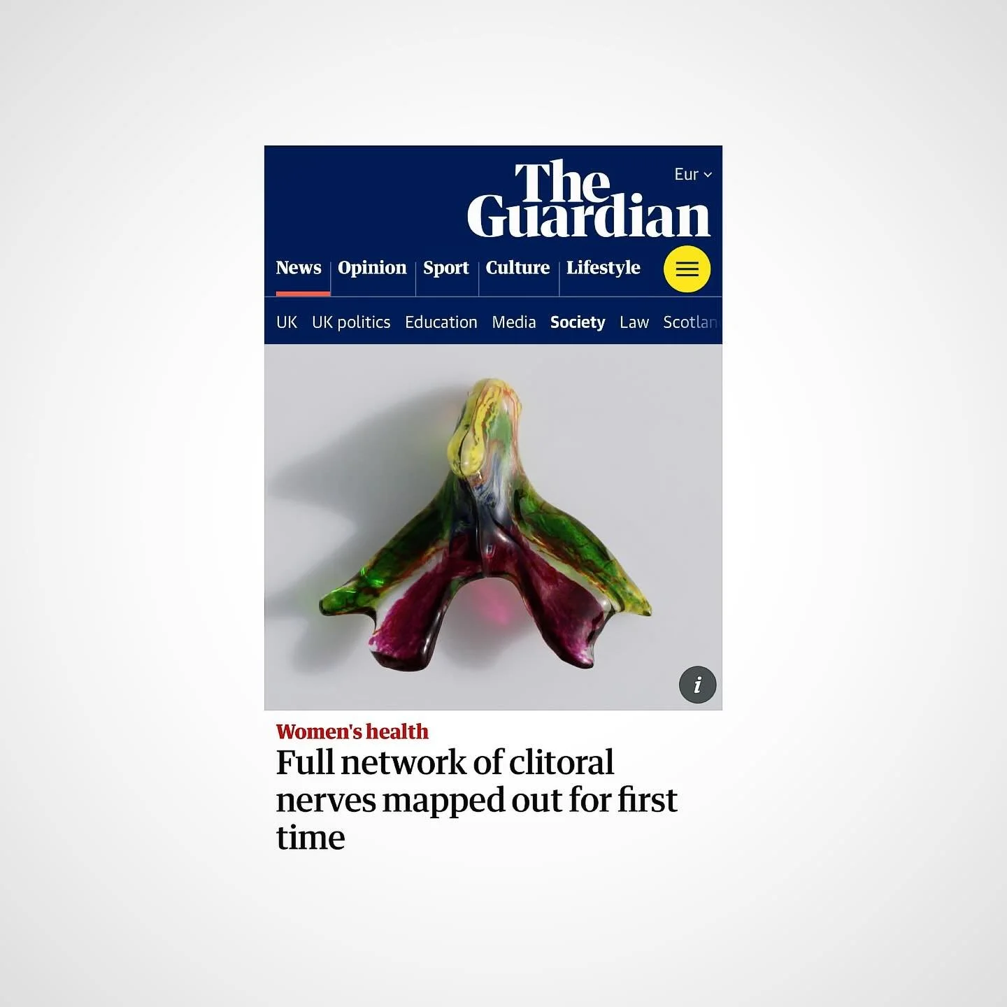 𝗙𝘂𝗹𝗹 𝗻𝗲𝘁𝘄𝗼𝗿𝗸 𝗼𝗳 𝗰𝗹𝗶𝘁𝗼𝗿𝗮𝗹 𝗻𝗲𝗿𝘃𝗲𝘀 𝗺𝗮𝗽𝗽𝗲𝗱 𝗼𝘂𝘁 𝗳𝗼𝗿 𝗳𝗶𝗿𝘀𝘁 𝘁𝗶𝗺𝗲: waarom is dit geen voorpaginanieuws? 

👉🏾 De helft van de wereldbevolking heeft &eacute;&eacute;n van de minst onderzochte organen van het me