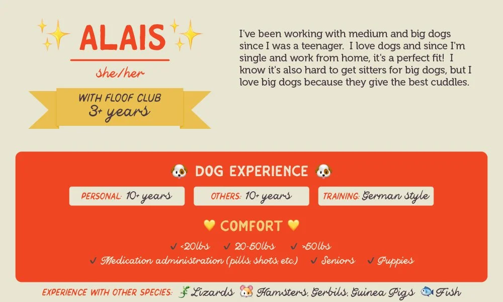 An informative pet care graphic for our sitter, Alais