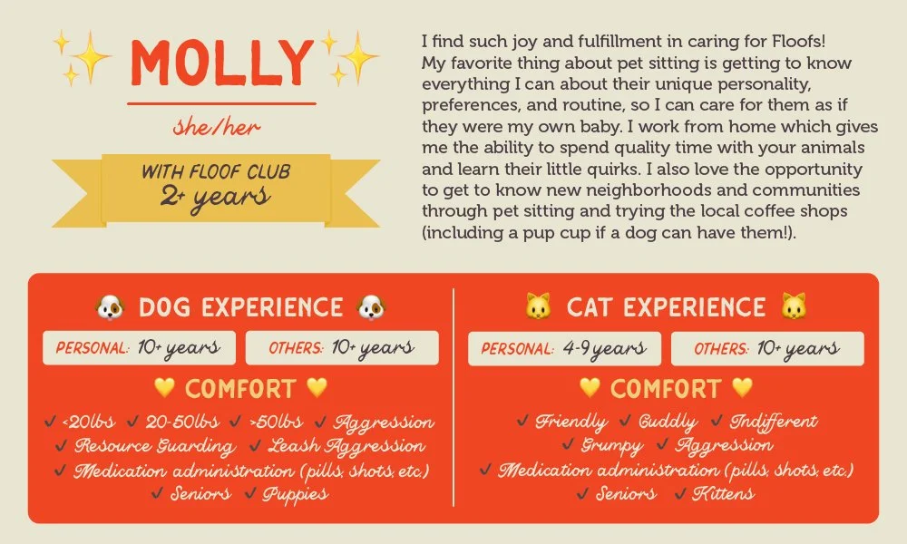 An informative pet care graphic for our sitter, Molly