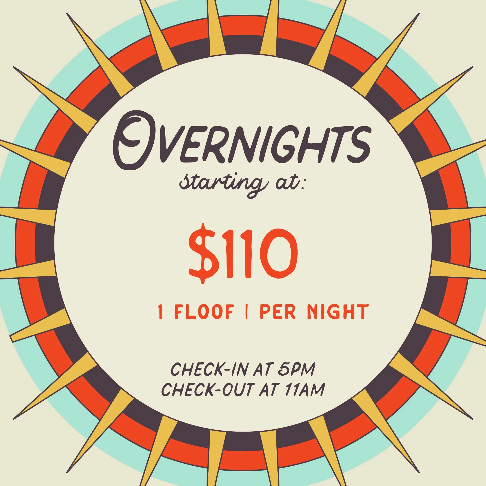 OVERNIGHTS starting at $110 for 1 dog per night. Check-in at 5pm, check-out at 11am.