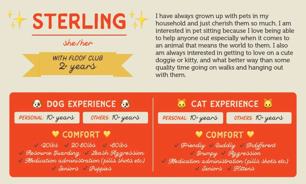 An informative pet care graphic for our sitter, Sterling