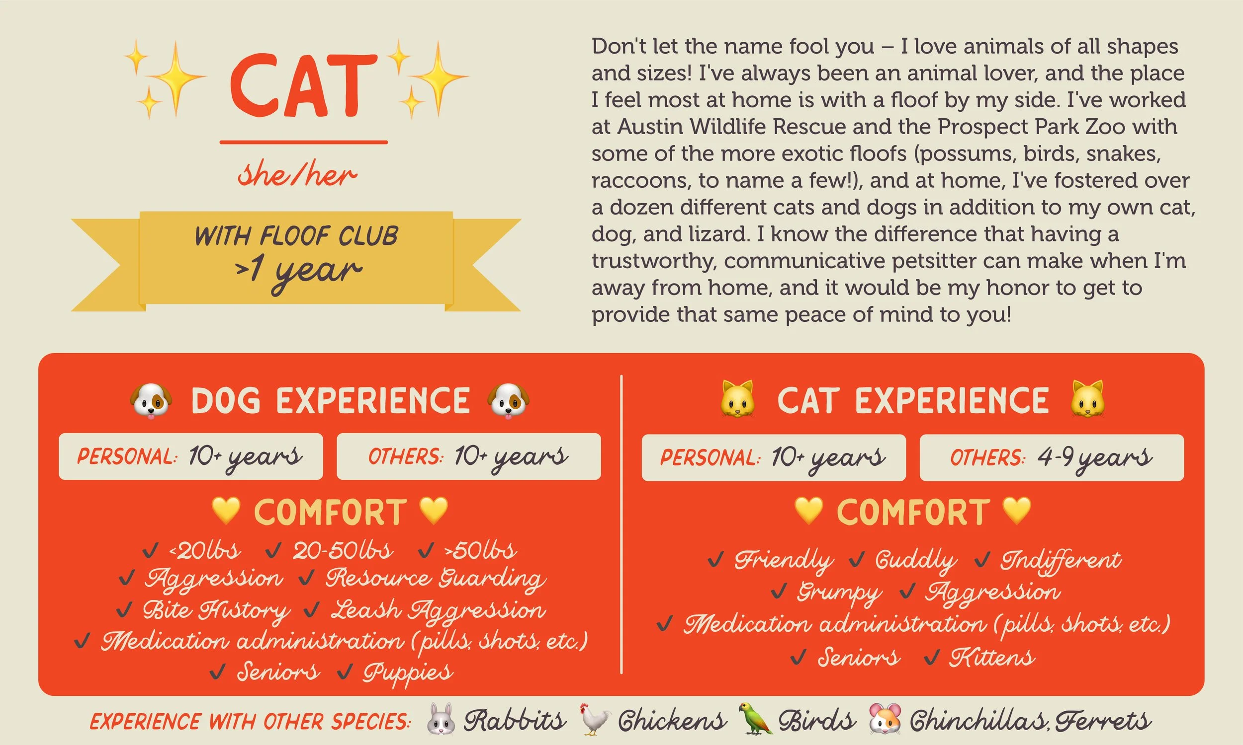 An informative pet care graphic for our sitter, Cat