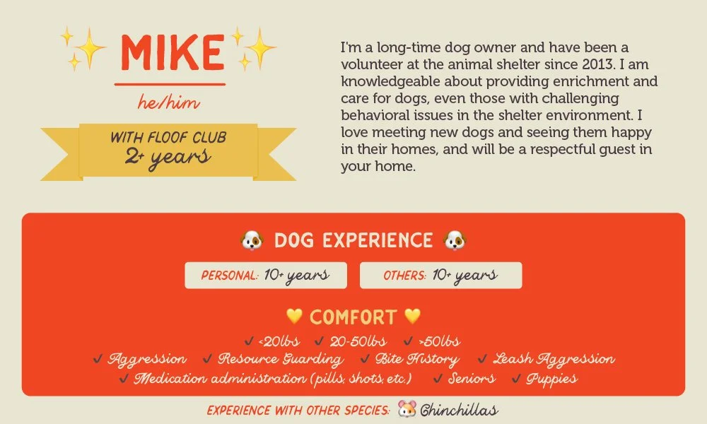 An informative pet care graphic for our sitter, Mike