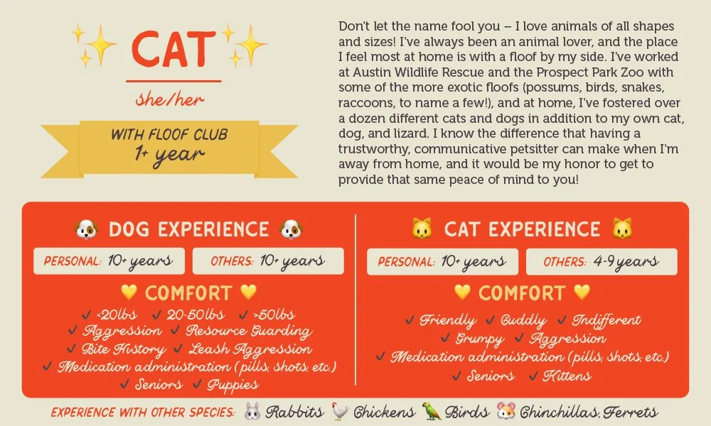 An informative pet care graphic for our sitter, Cat