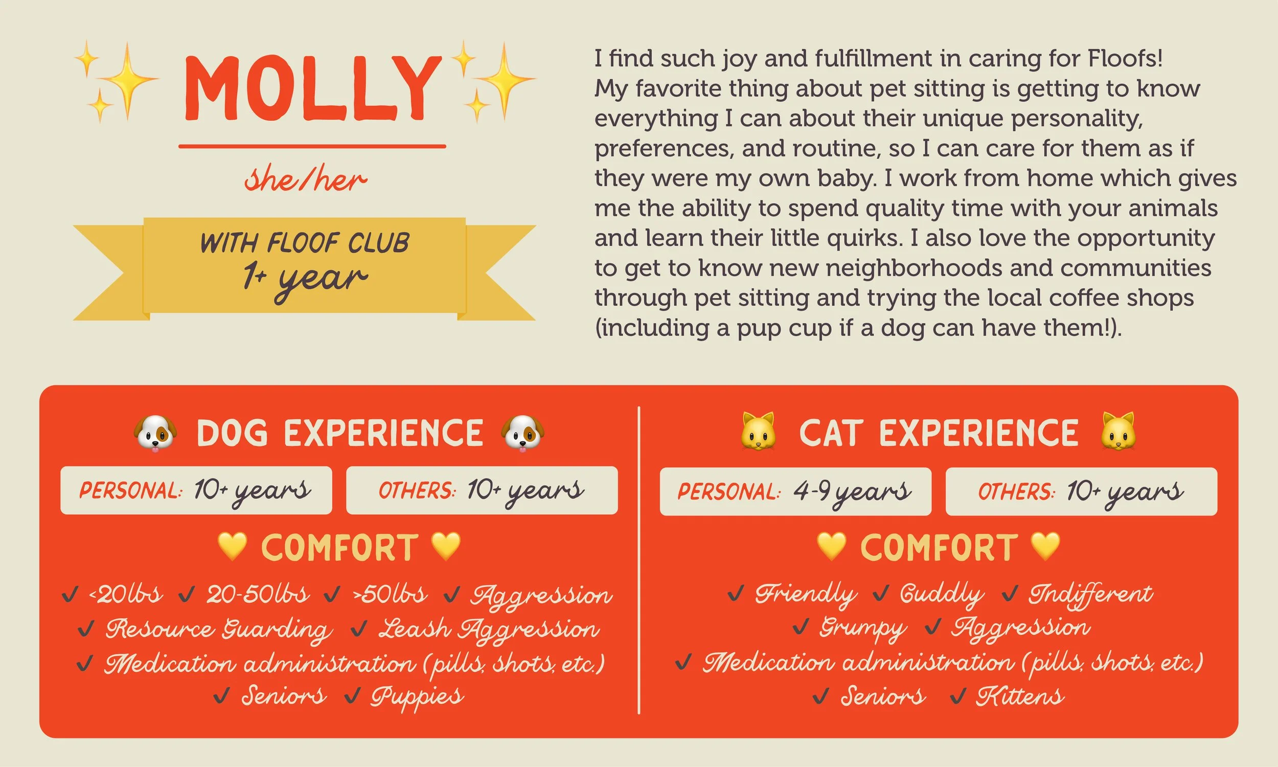 An informative pet care graphic for our sitter, Molly