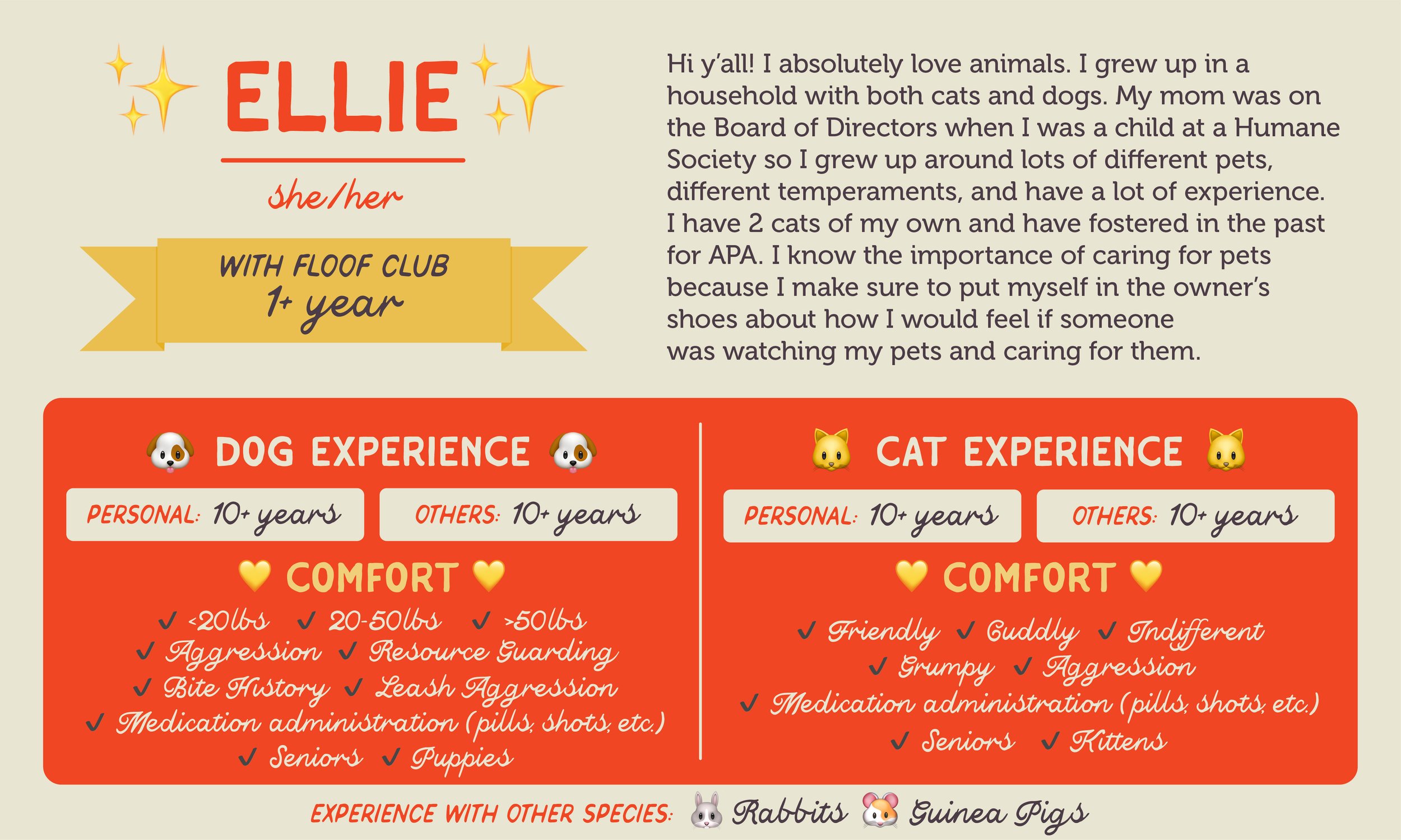An informative pet care graphic for our sitter, Ellie