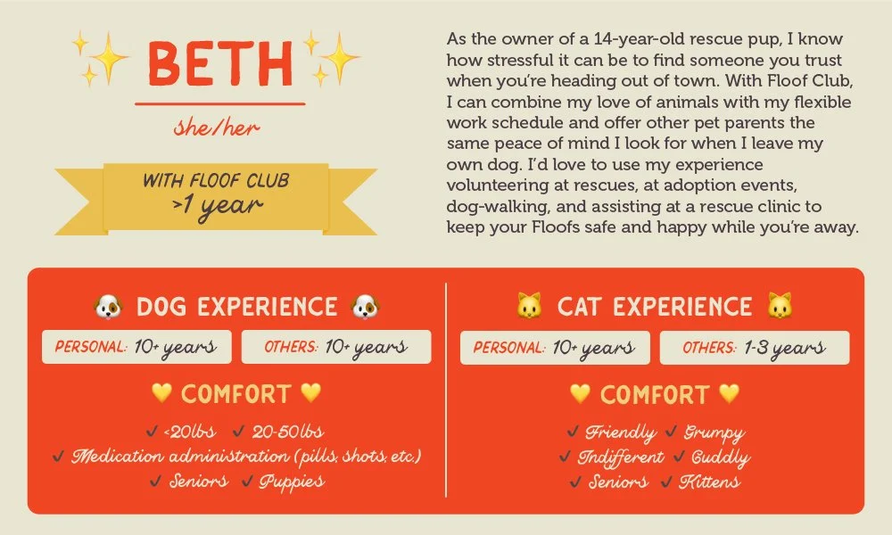 An informative pet care graphic for our sitter, Beth