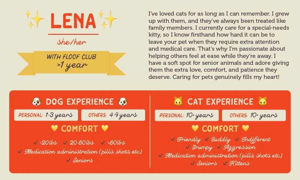 An informative pet care graphic for our sitter, Lena