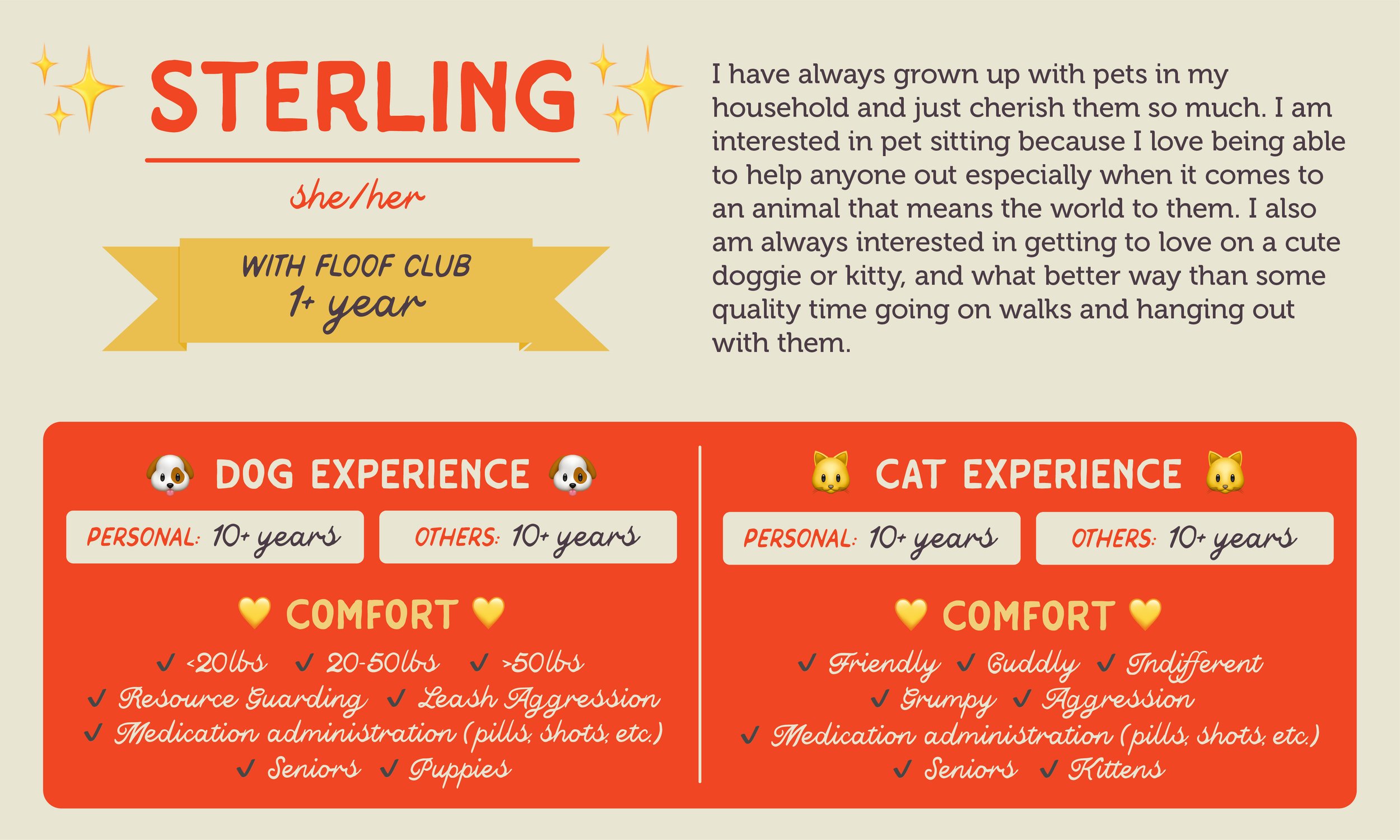 An informative pet care graphic for our sitter, Sterling