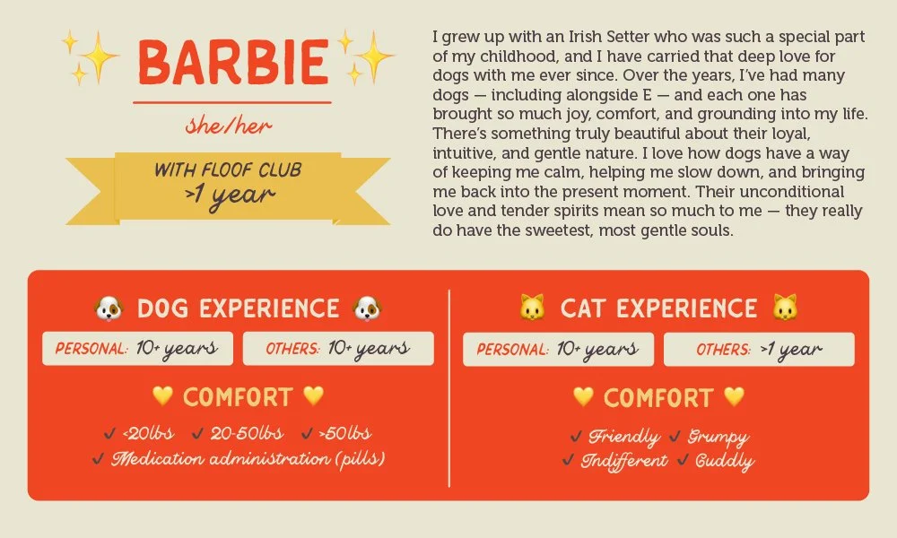 An informative pet care graphic for our sitter, Barbie