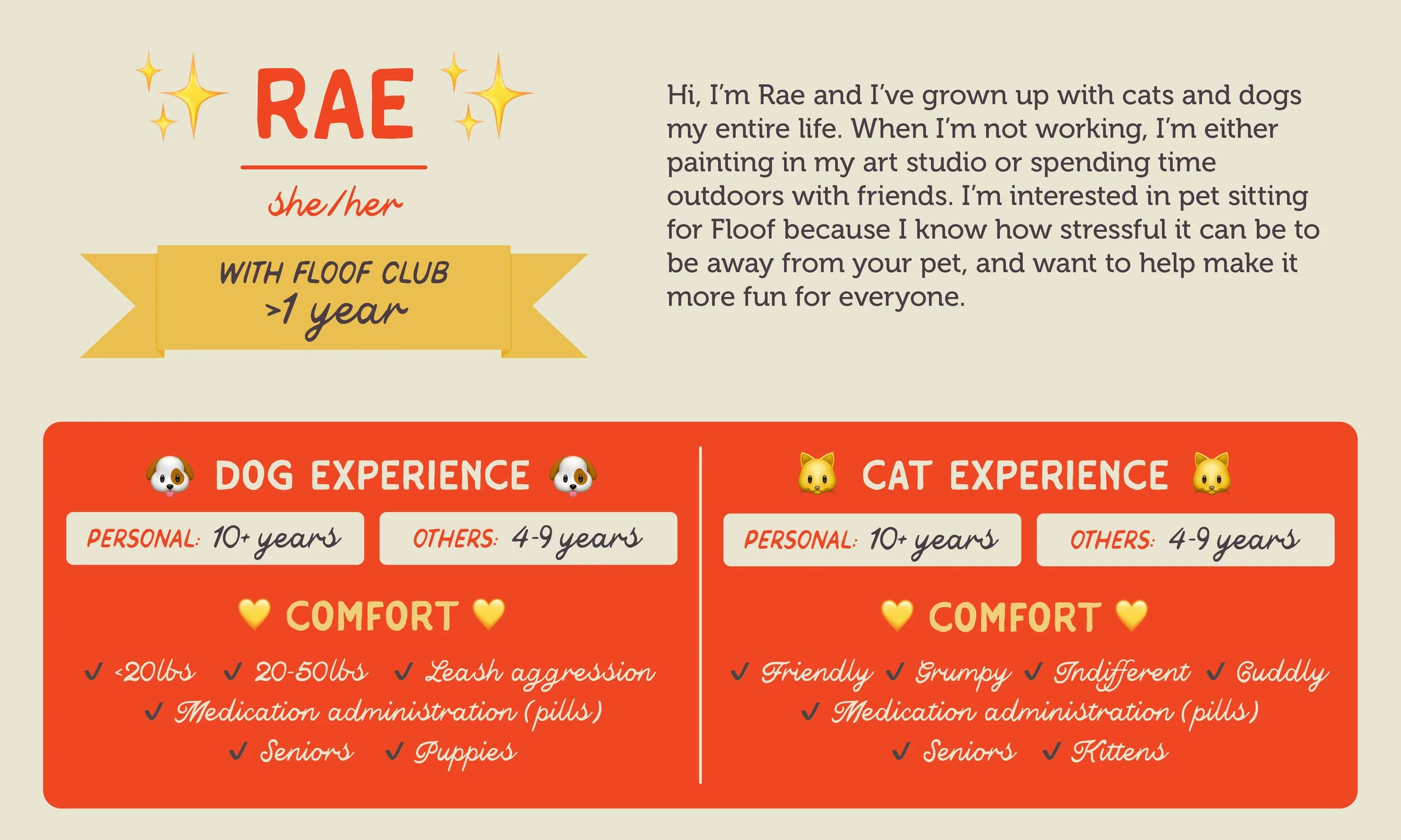 An informative pet care graphic for our sitter, Rae