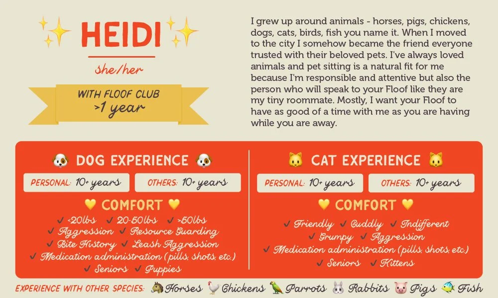 An informative pet care graphic for our sitter, Heidi