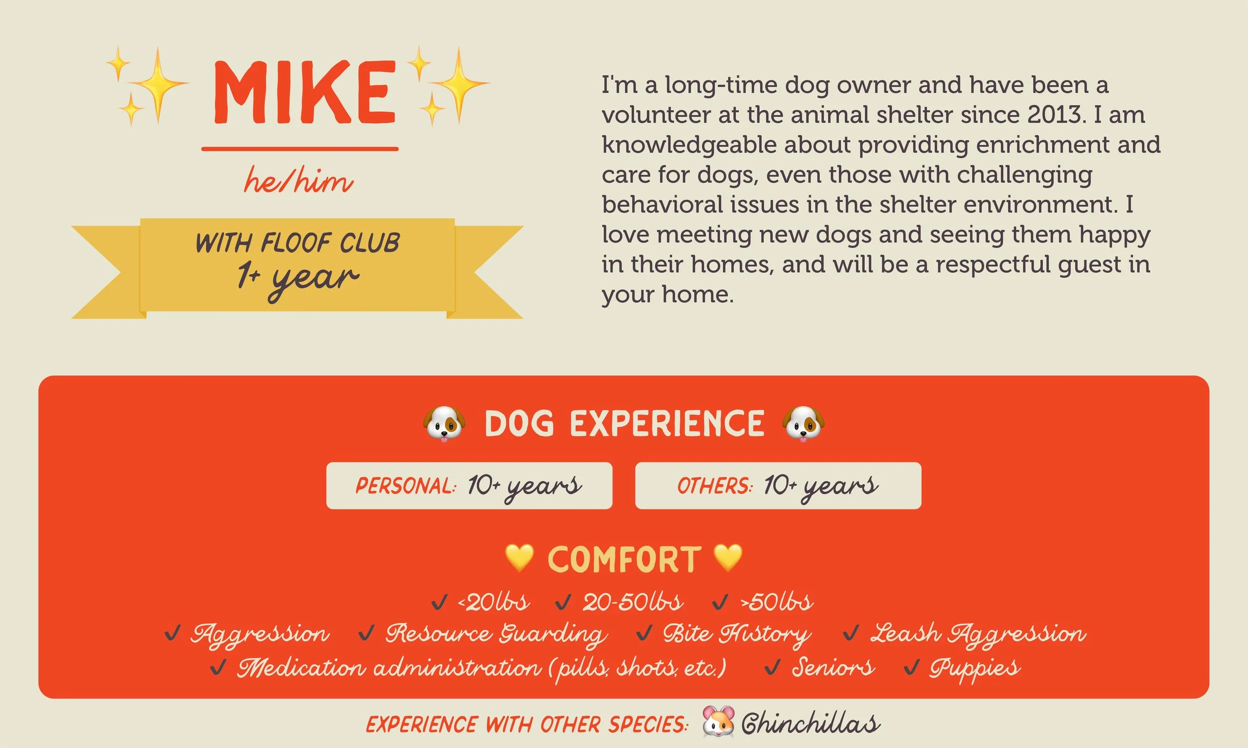 An informative pet care graphic for our sitter, Mike